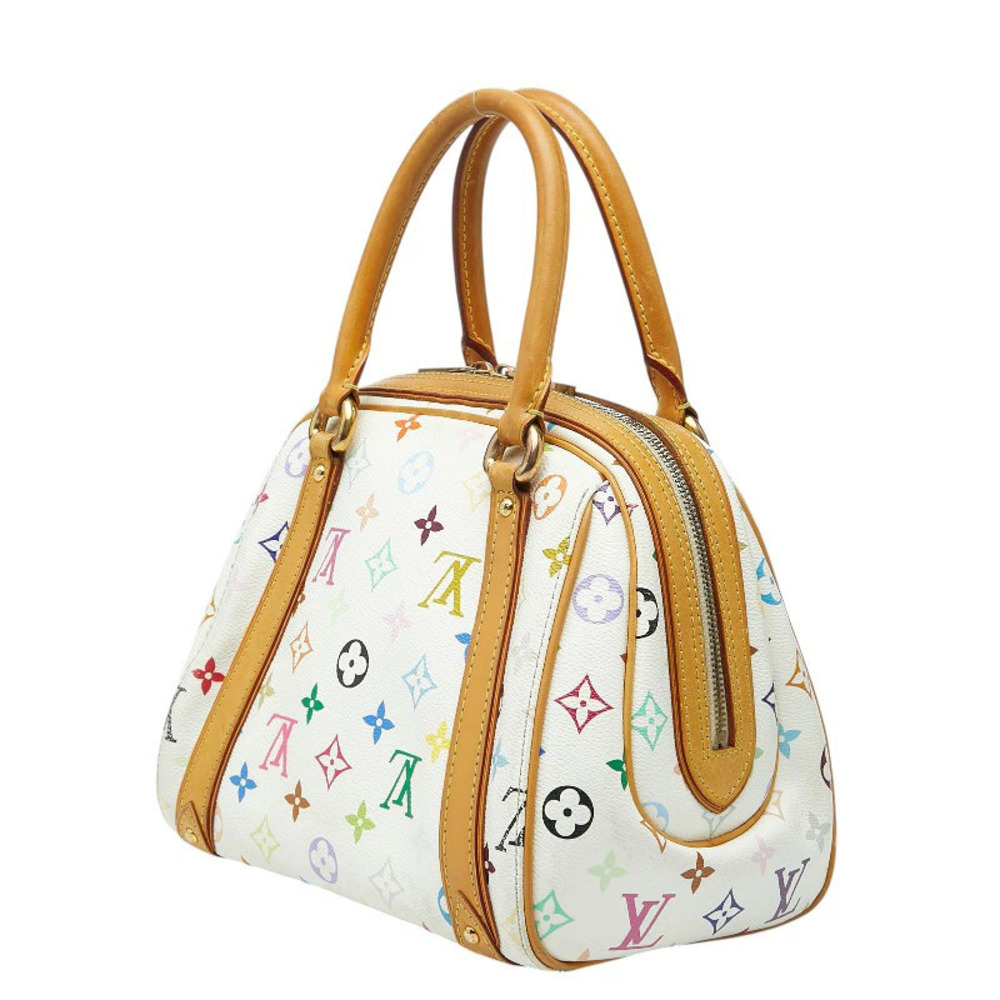 Louis Vuitton Leather Handbag White Priscilla Blanc Multicolor Monogram White